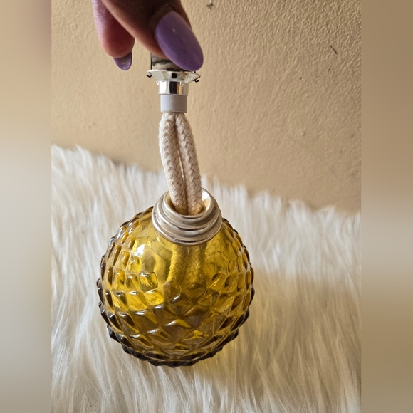 Art Glass Catalytic Effusion Fragrance Oil Diffuser Lamp Brown Swirls Gold Cap - Picture 6 of 10